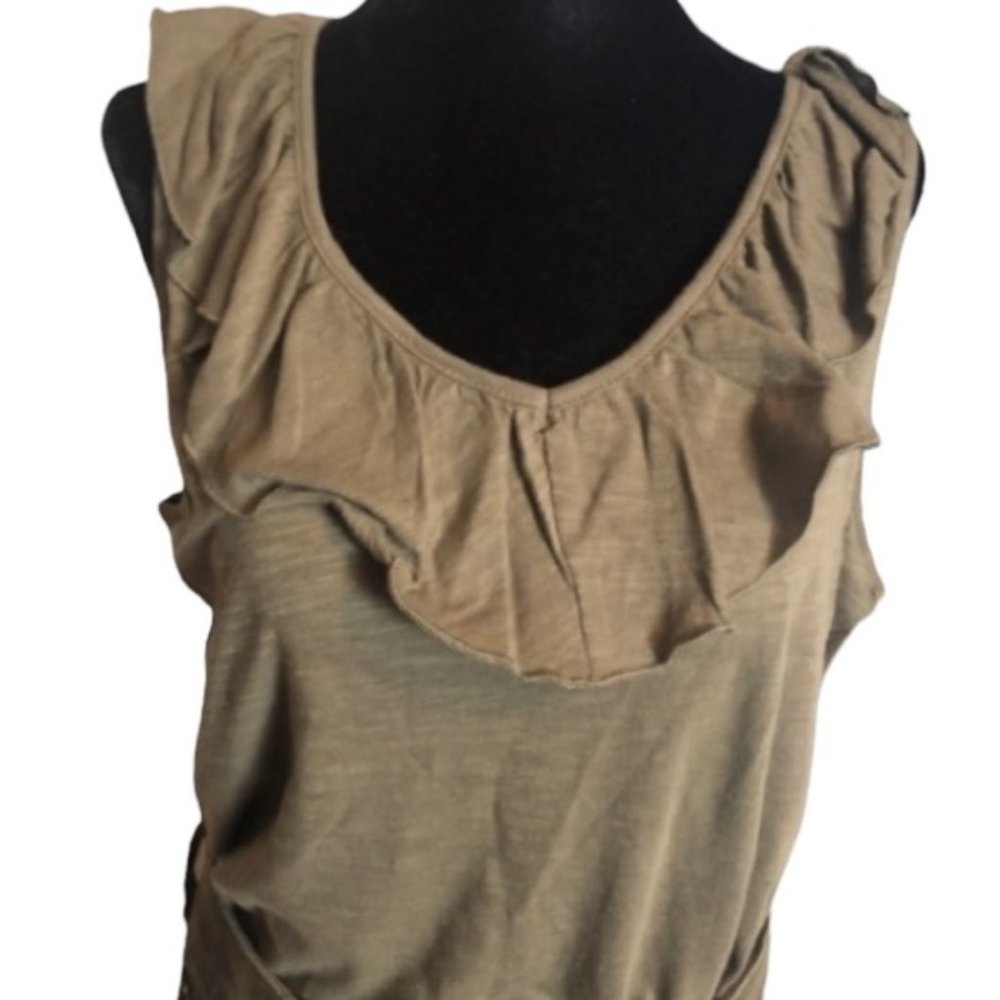 GAP army green ruffled tank top size medium